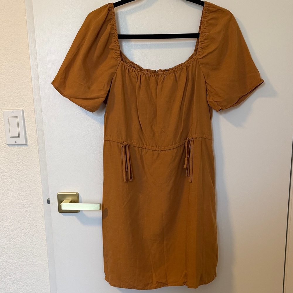 Forever 21 Square Neck Mini Dress in Rust Brown